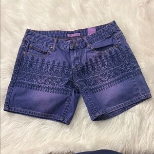 Vintage Stetson Embroidered Purple Denim Shorts